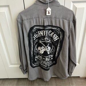 Customized Johnny Cash Vintage Patched Button-up